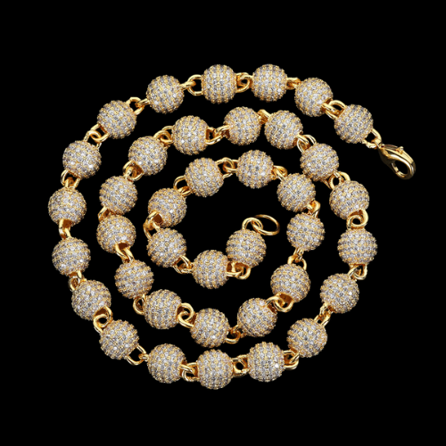 8MM Iced Out Bead Chain - Micro Pave Simulated Diamond Ball Chain