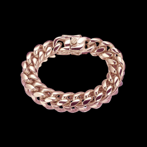 Rose Gold Cuban Link Necklace & Bracelet 14mm