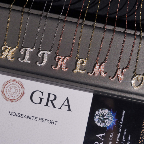 Iced Out Initial Letter Pendant Necklace | 925 Sterling Silver Moissanite