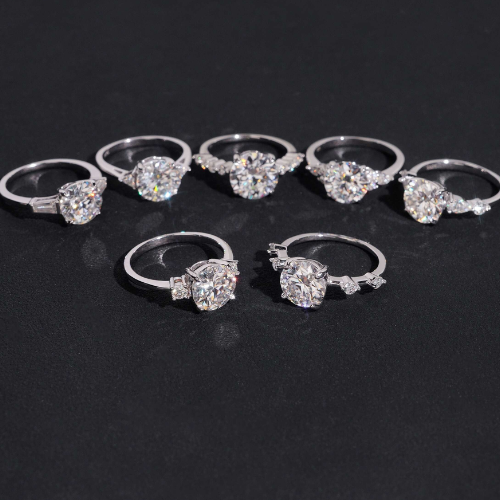 925 Sterling Silver Moissanite Engagement Ring GRA Certified