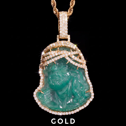 Iced Out Green Jade Jesus Piece Pendant 925 Sterling Silver
