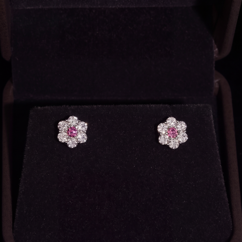 Iced Out BLOOM Colored Moissanite Flower Cluster Studs - 925 Silver Screw Back