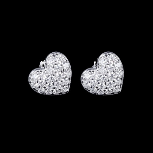 Iced Out Heart Cluster Stud Earrings | 10mm 925 Sterling Silver