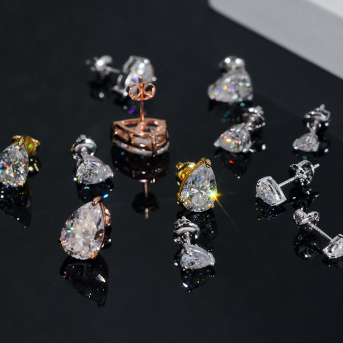 Pear Cut Moissanite Stud Earrings That Sparkle Like Diamonds, 925 Sterling Silver, 0.5ct 1ct or 2ct, Gold or Silver, Gift for Her