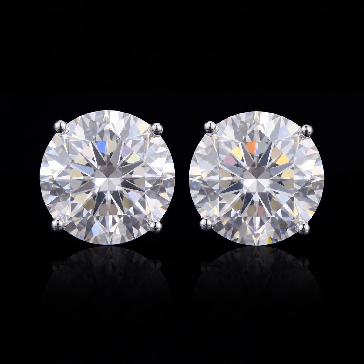 Round Cut Moissanite Stud Earrings 925 Sterling Silver Screw Back