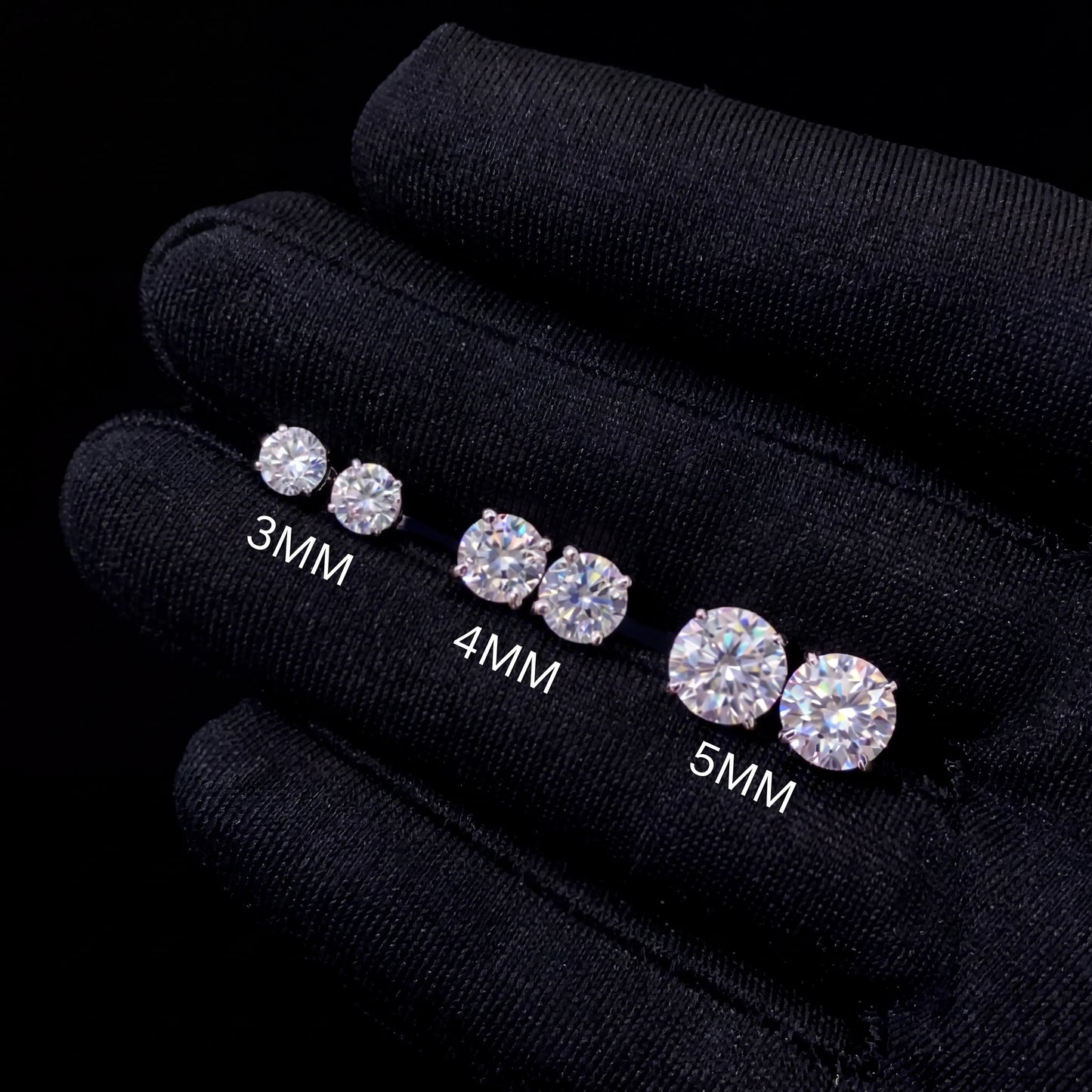Moissanite Stud Earrings - GRA Certified D VVS Round Cut Screw Back Studs