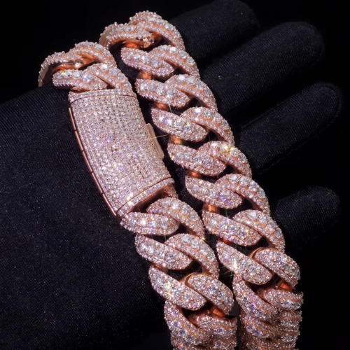 22MM Iced Out Rose Gold Cuban Link