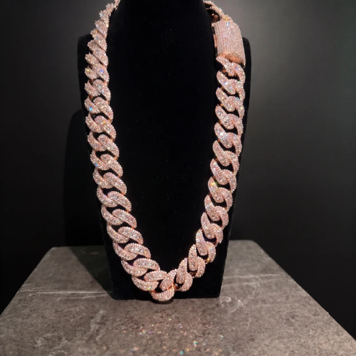 22MM Iced Out Rose Gold Cuban Link