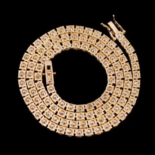 Rainbow Moissanite Diamond Gold Plated Tennis Necklace