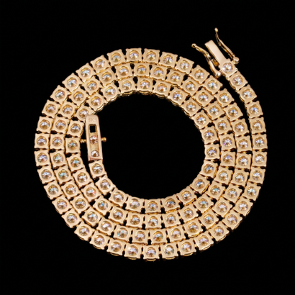 Rainbow Moissanite Diamond Gold Plated Tennis Necklace