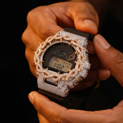 Iced Out 2 Tone Thorns Watch Case for G-Shock DW6900