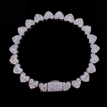 Heart Link Baguette Tennis Bracelet