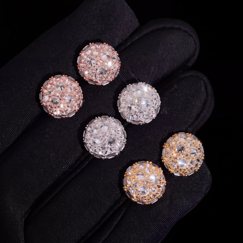 Reverse Iced Mosaic Stud Earrings | 18K Gold Plated Simulated Diamonds