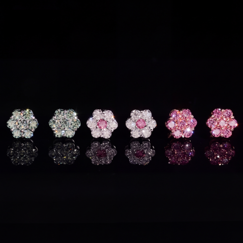 Iced Out BLOOM Colored Moissanite Flower Cluster Studs - 925 Silver Screw Back