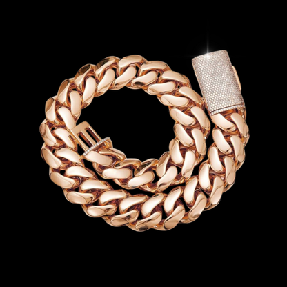 Rose Gold-Plated Cuban Chain Iced Clasp