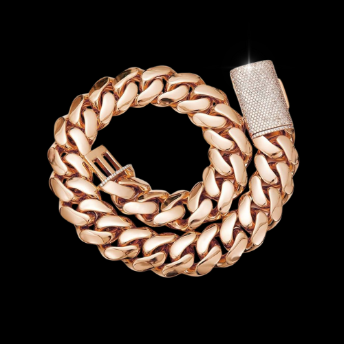 Rose Gold-Plated Cuban Chain Iced Clasp