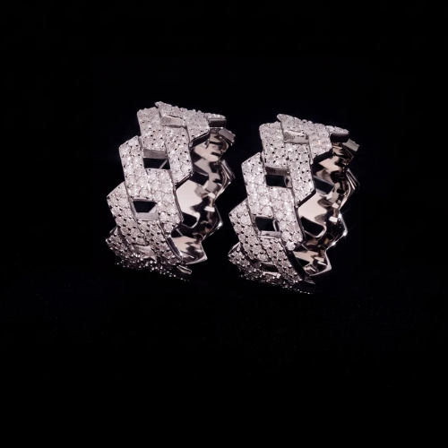 Moissanite Iced Out Cuban Link Ring, 925 Sterling Silver