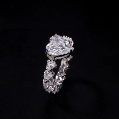 Pink Heart Eternity Ring | 18K Gold Plated Simulated Diamonds