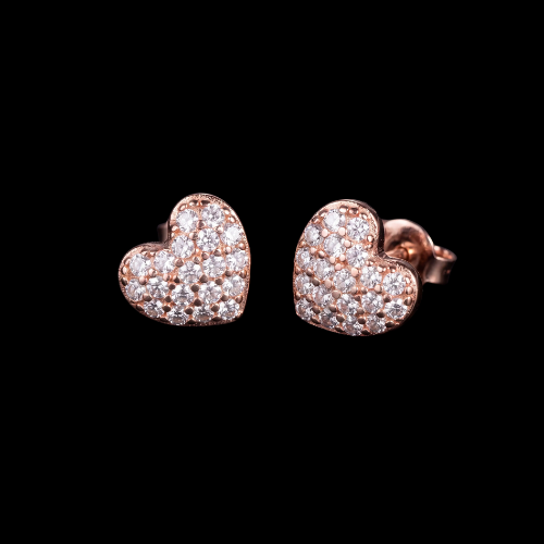 Iced Out Heart Cluster Stud Earrings | 10mm 925 Sterling Silver