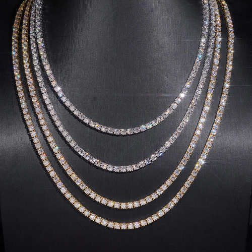 Moissanite Tennis Chain Necklace, 925 Sterling Silver