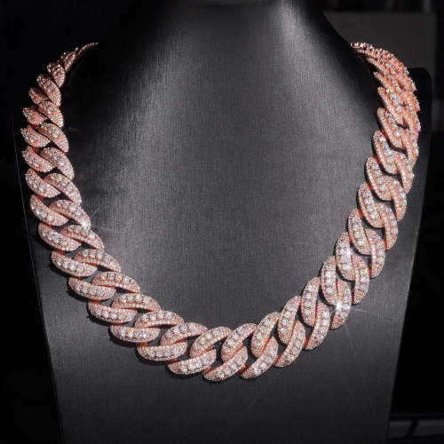 22MM Iced Out Rose Gold Cuban Link