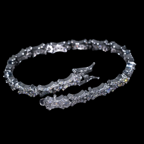 Moissanite XO Link Bracelet 6mm, 925 Silver, GRA Certified