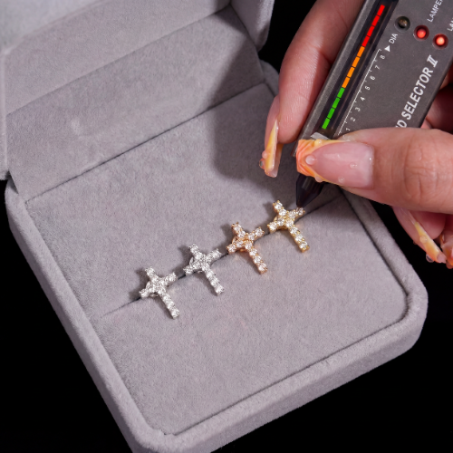 8.1MM Cross Moissanite Diamond Stud Earrings