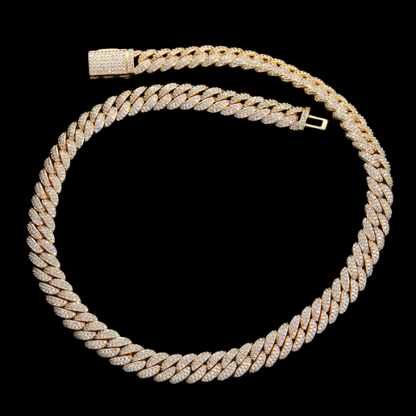 10MM Iced Out Miami Cuban Link | Simulated Diamonds, 18K Gold Plated