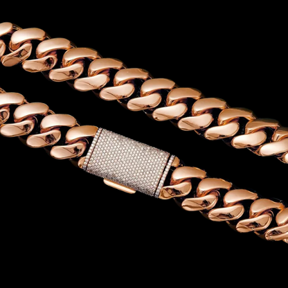 Rose Gold-Plated Cuban Chain Iced Clasp
