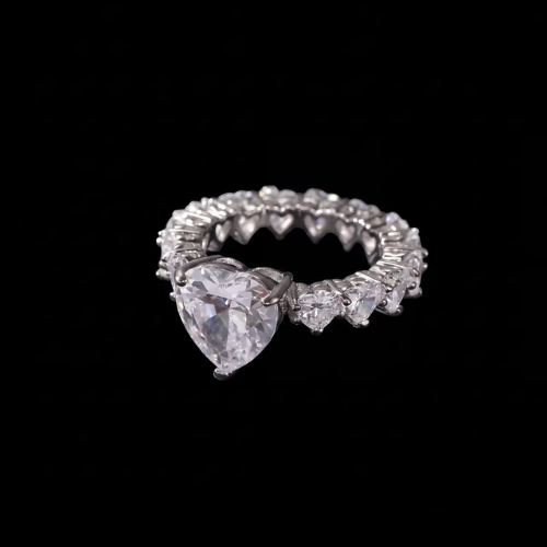 Pink Heart Eternity Ring | 18K Gold Plated Simulated Diamonds