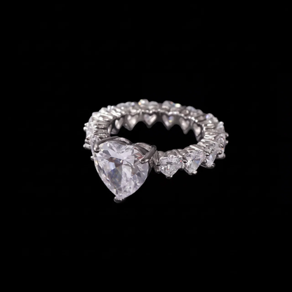 Pink Heart Eternity Ring | 18K Gold Plated Simulated Diamonds