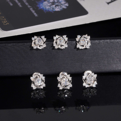 Vortex Moissanite Cluster Stud Earrings, 925 Silver