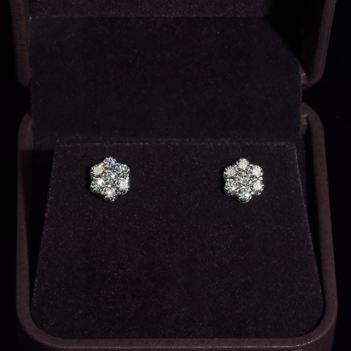 Iced Out BLOOM Colored Moissanite Flower Cluster Studs - 925 Silver Screw Back