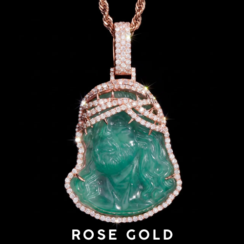Iced Out Green Jade Jesus Piece Pendant 925 Sterling Silver