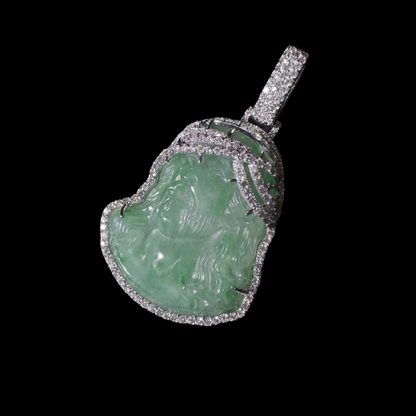 Iced Out Green Jade Jesus Piece Pendant 925 Sterling Silver