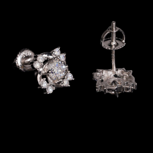 Vortex Moissanite Cluster Stud Earrings, 925 Silver