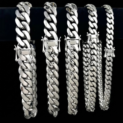 18k White Gold-Plated Cuban Link