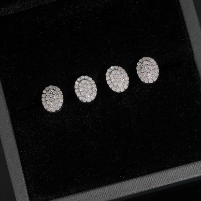 Oval Melee Moissanite Cluster Stud Earrings, 925 Silver Screw Back