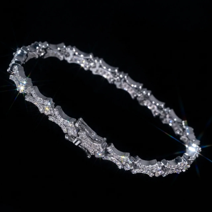 Moissanite XO Link Bracelet 6mm, 925 Silver, GRA Certified