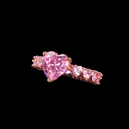 Pink Heart Eternity Ring | 18K Gold Plated Simulated Diamonds