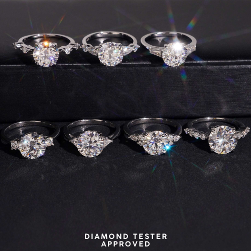 925 Sterling Silver Moissanite Engagement Ring GRA Certified