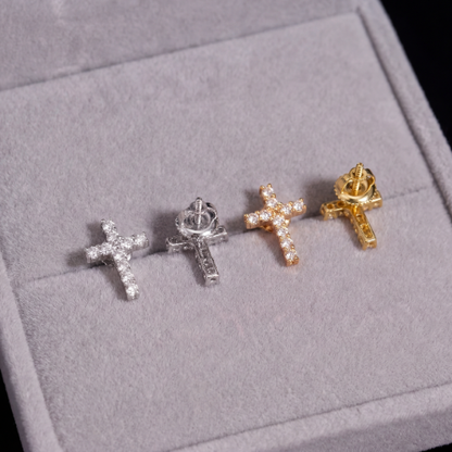 8.1MM Cross Moissanite Diamond Stud Earrings