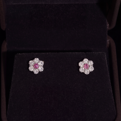 Iced Out BLOOM Colored Moissanite Flower Cluster Studs - 925 Silver Screw Back