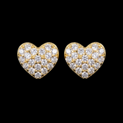 Iced Out Heart Cluster Stud Earrings | 10mm 925 Sterling Silver