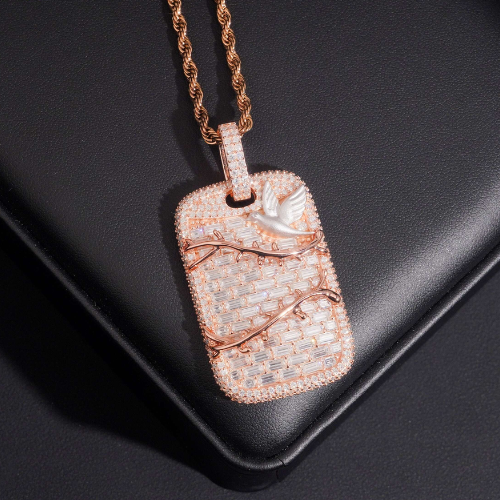 PEACE OFFERING MOISSANITE DOG TAG PENDANT, 925 STERLING SILVER