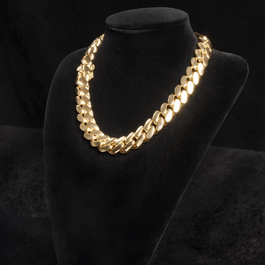 18K Gold Plated Miami Cuban Link Chain, Gold or Silver, 10mm to 22mm