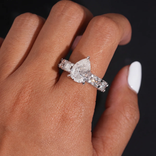 5ct Pear Cut Moissanite Wedding Ring