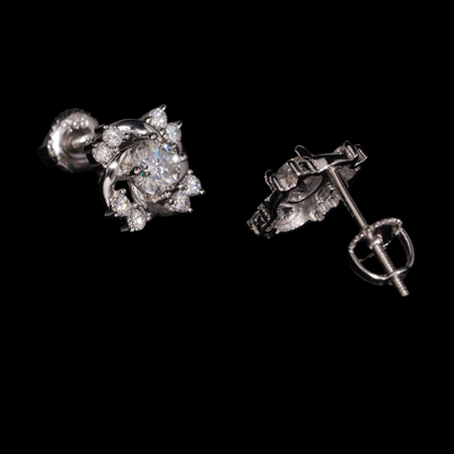 Vortex Moissanite Cluster Stud Earrings, 925 Silver