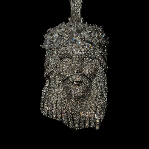 Iced Out Jesus Piece Pendant with Rope Chain