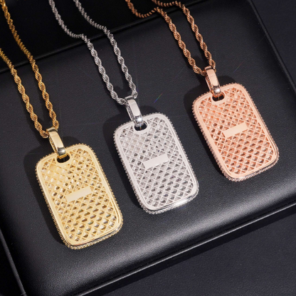 PEACE OFFERING MOISSANITE DOG TAG PENDANT, 925 STERLING SILVER
